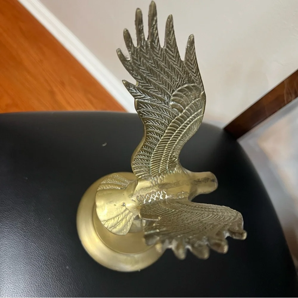 Antique Brass Eagle Sculpture - Picture 4 of 5